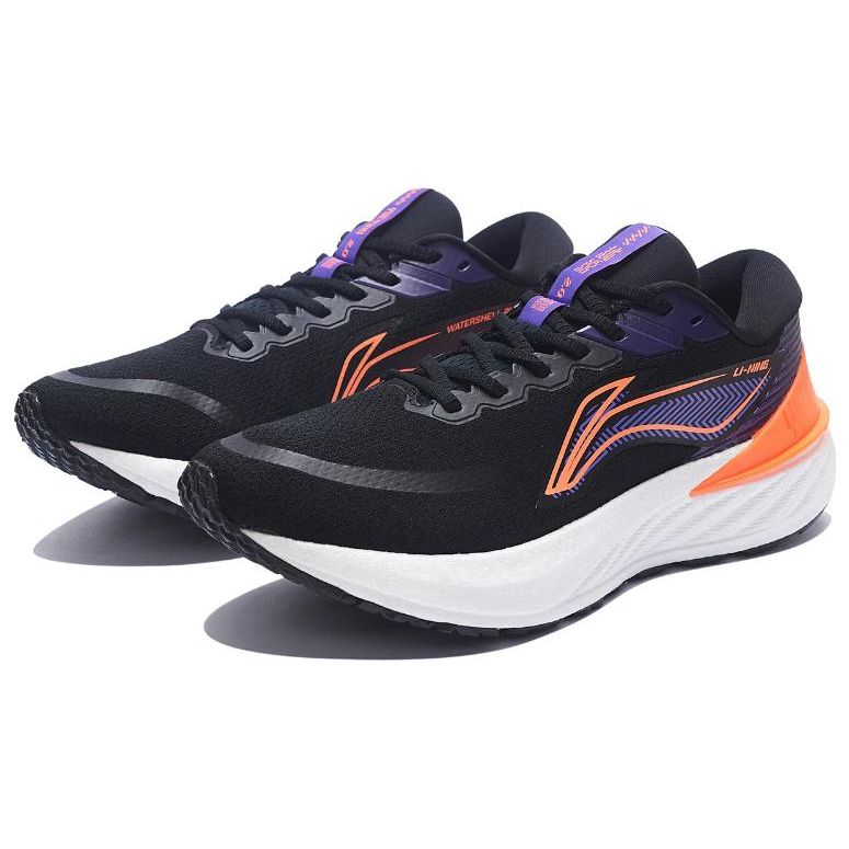 Li Ning Yue Ying 2.0 Shock Absorption Reflection Low Top Running Shoes Men Running Shoes Black Purple Orange ARHS021-3