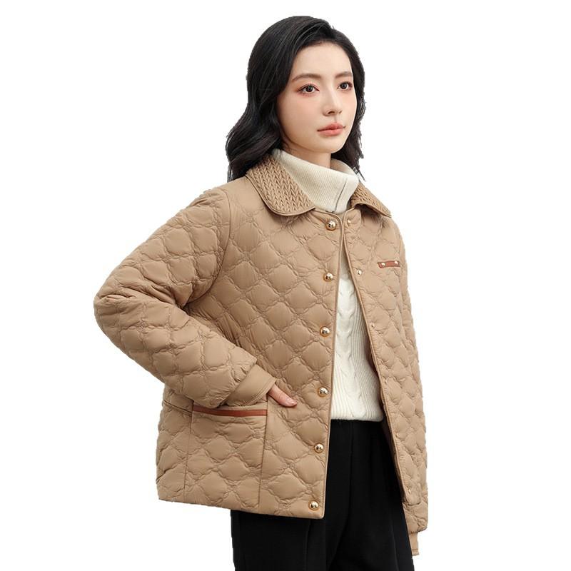 New Autumn and Winter Fashionable Rhombus Plaid Light Cotton Coat for Women with Short Down Jackets and Jackets for Small People