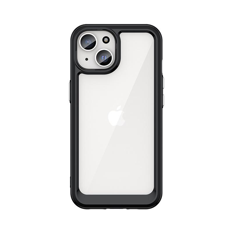 Reinforced Flexible Frame Case for iPhone 15 Plus Outer Space Design - Black