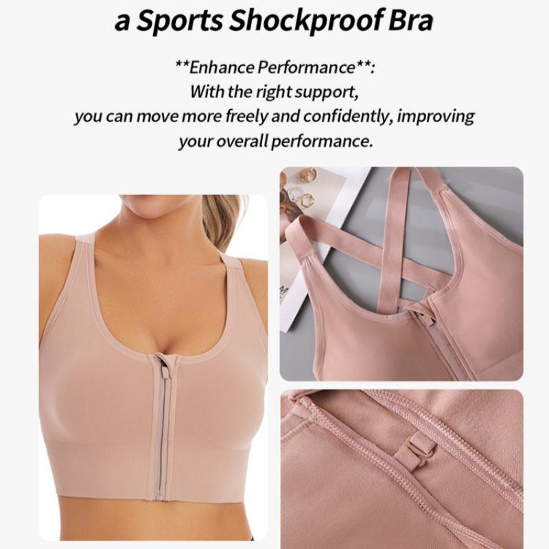 Ударопрочный спортивный бюстгальтер на молнии спереди для женщин, собранный, предотвращающий обвисание, фитнес-бюстгальтер большого размера для бесшовной спины