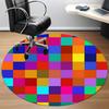1pc Colorful Checkered Pattern Chair Carpet for Office, Round Polyester Mat, Indoor Decor for Office, Washable Non-slip Carpet yy251219119