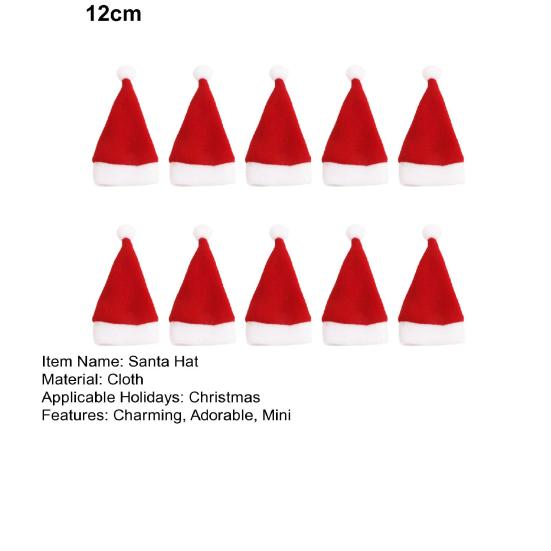 10Pcs Mini Santa Hat Wine Bottle Covers Plush Christmas Tableware Holder Velvet Lollipop