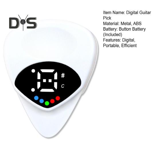 2 In 1 Guitar Tuner And Guitar Pick Digital Guitar Pick with LED Screen Display Guitar Pick Plectrum with 12 Equal Temperaments Musical Note