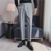 Men’s Autumn Trend British Style Slim Fit Nine-Point Suit Trousers – Solid Color Casual Pants