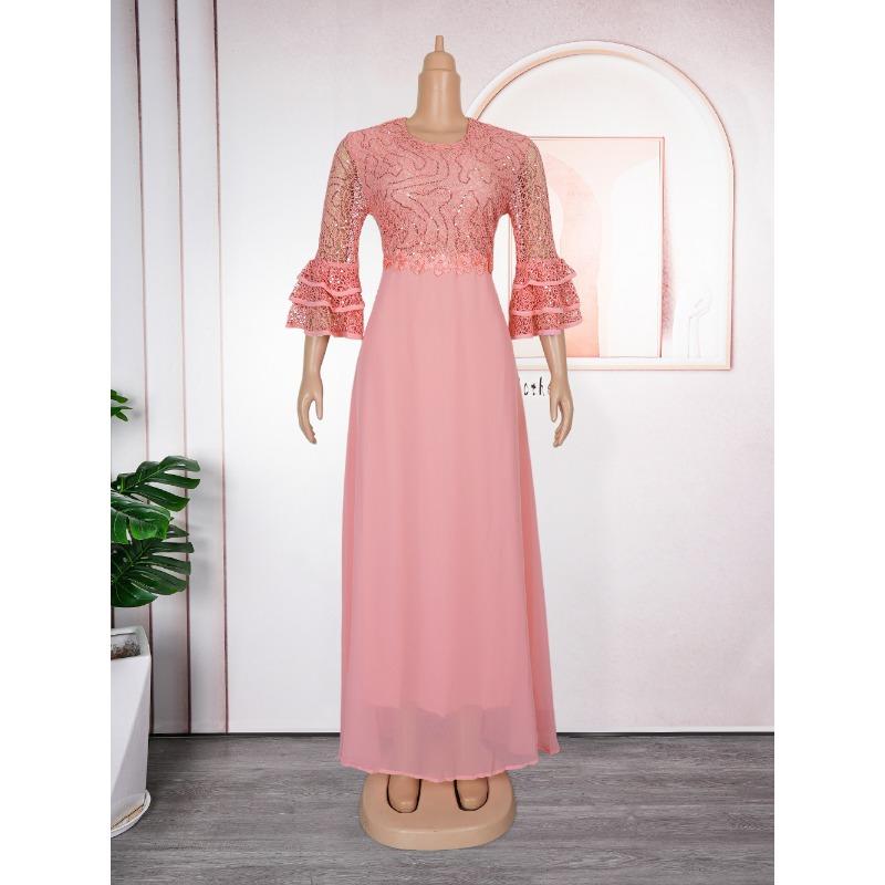 Плюс Размер Женщин Новое Модное Кружевное Шифоновое Платье