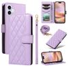 For iPhone 16 Case Wallet Quilted Leather Phone Cover with Shoulder Strap, Wrist Strap
