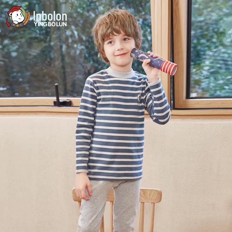 Yingbolun Boys' Pure Cotton Half-High Collar Thermal Underwear Set