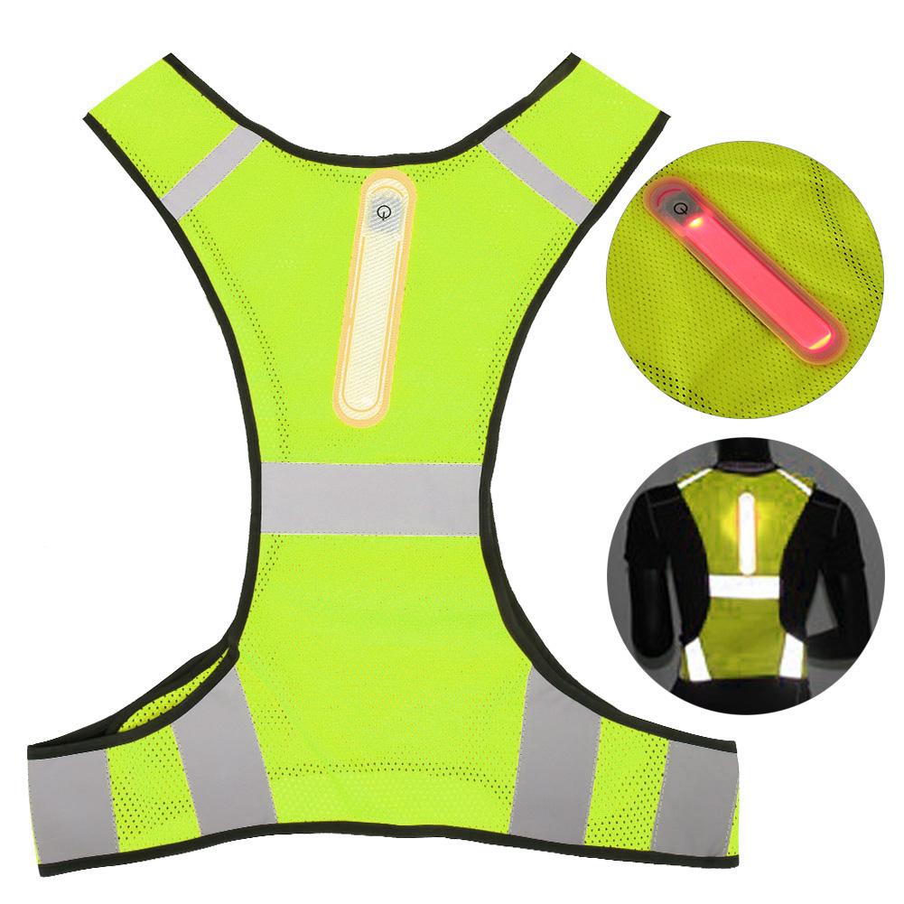 Светоотражающий жилет безопасности для улицы со светодиодной подсветкой, высокая видимость для бега в ночное время, велоспорт, желтый
