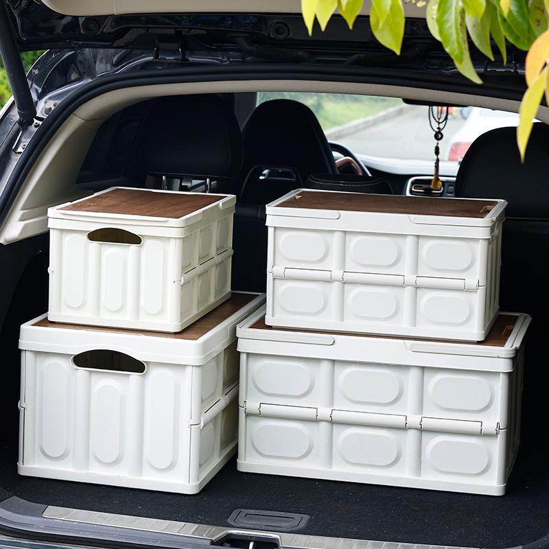 Портативная складная корзина для пикника с деревянной крышкой