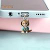 2D Acrylic Dust Plugs Charging Port Protector with Cat Pendant Small Size Universal Easy To Install Mobile Phone Interface Dust Covers