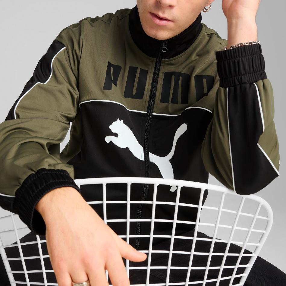 Puma Soft Breathable Comfortable Stand Collar Zipper Long Sleeve T-Shirt Unisex Tops Dark-Green 631468-01