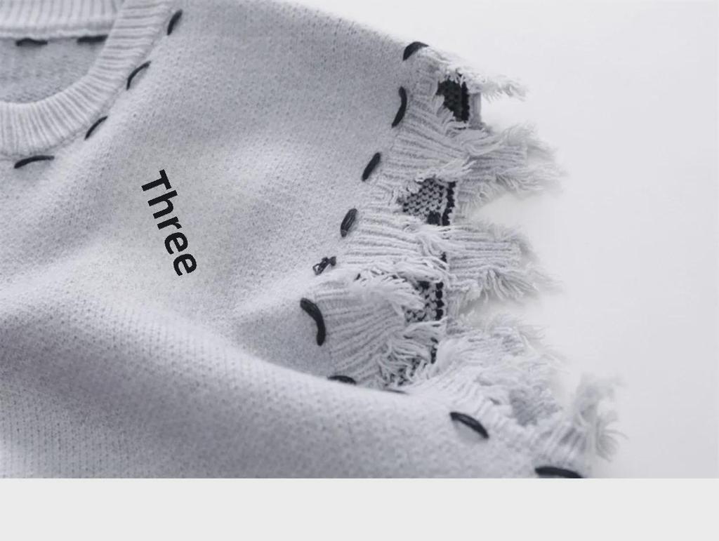 Мужской вязаный жилет без рукавов - 2023 Осень/Зима Круглый вырез Тонкий жилет