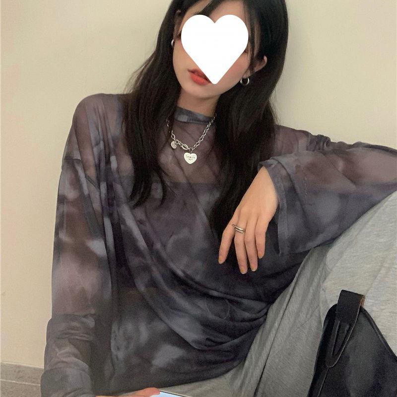 Women's Tie-dye Long Sleeve Loose Street Fashion Thin Casual T-shirt Minimalist Harajuku Ins Comfortable Chic Top