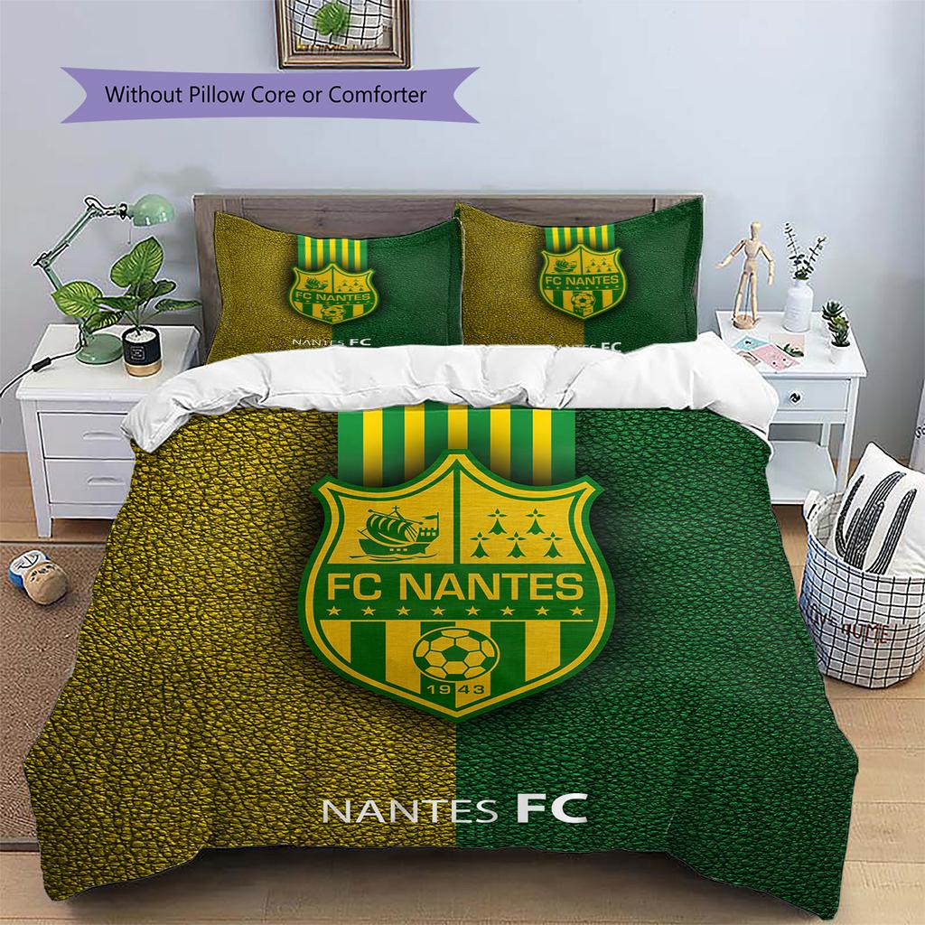FC Nantes Pattern Bedding Quilt Set Home Decoration Gift (1 * duvet cover + 2 * pillowcase without core)