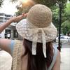 Ribbon Sunscreen Bucket Hat Lace Beach Fisherman Hat Breathable Bow Straw Hat Travel