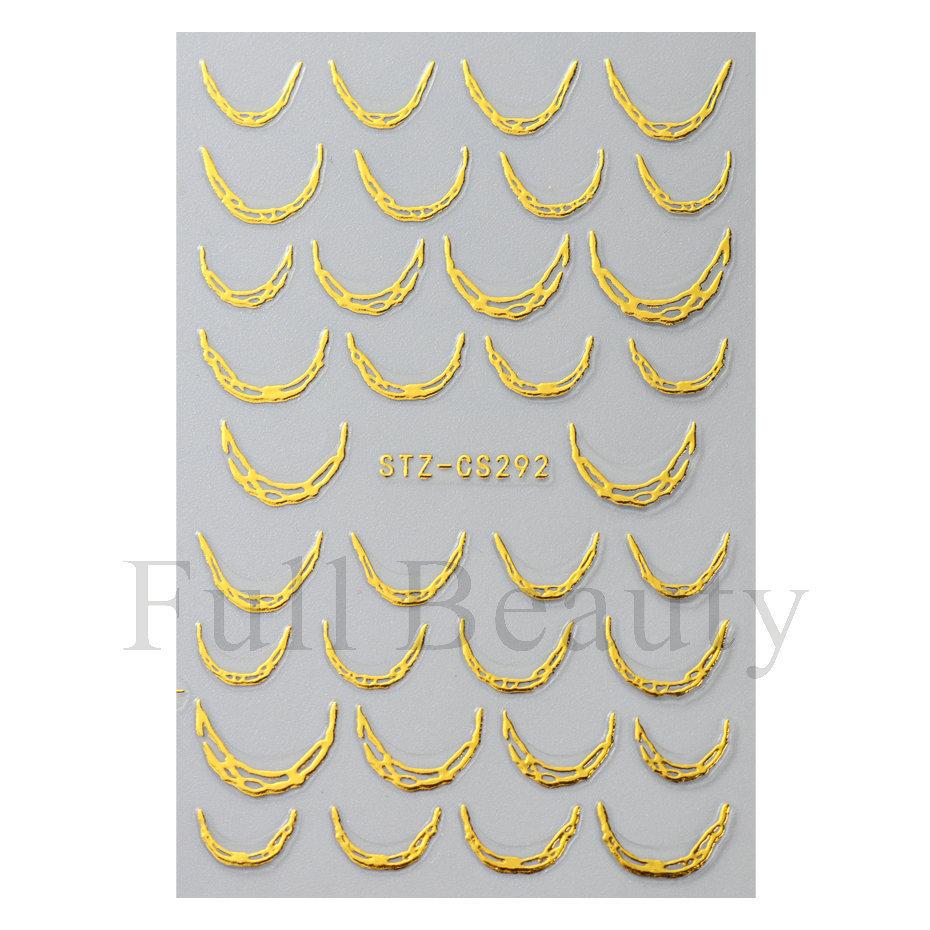 Nail Art Sticker, French Bronzing Scribbled Metal Gold Line Adhesive Nail Sticker