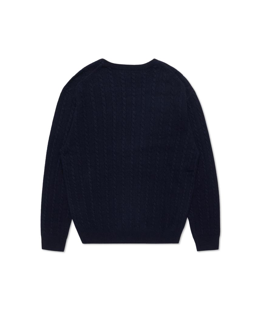 POLO RALPH LAUREN Cable Knit Wool Cotton Sweater - Blue