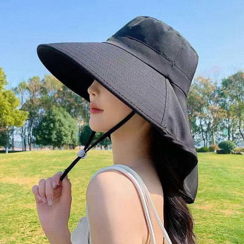 UPF50+ Womens Sun Hat Summer Ponytail Opening Wide Brim Foldable Travel Beach Fishermans Hat for Outdoor Activities