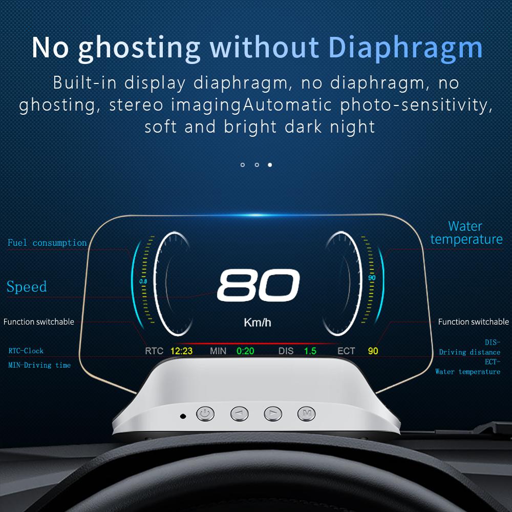 C3 Проекционный дисплей на лобовое стекло OBD GPD Двойная система Автомобильный спидометр Напряжение Температура воды Предупреждение о превышении скорости Электроника Тахометр Автомобильные аксессуары