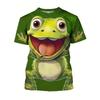 Cartoon 3d Printed Frog O-Neck T-Shirt Men Clothing Animal Frogs Pattern Top Casual Short Sleeves
