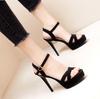 Fashion European and American Sexy Nightclub Super High Heels 12cm Slim Heeled Sandals for Women with Straight High-heeled Shoes