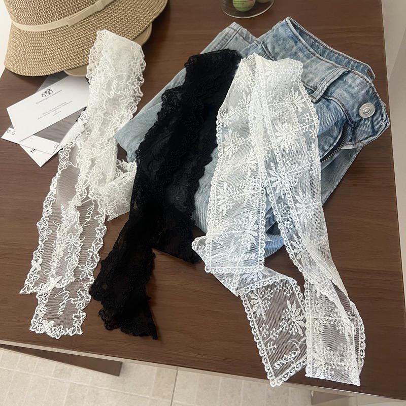 Y2K Long Lace Waistband Bow Floral Lace Waist Belt Tie Up Thin Dress Jeans Belt Summer