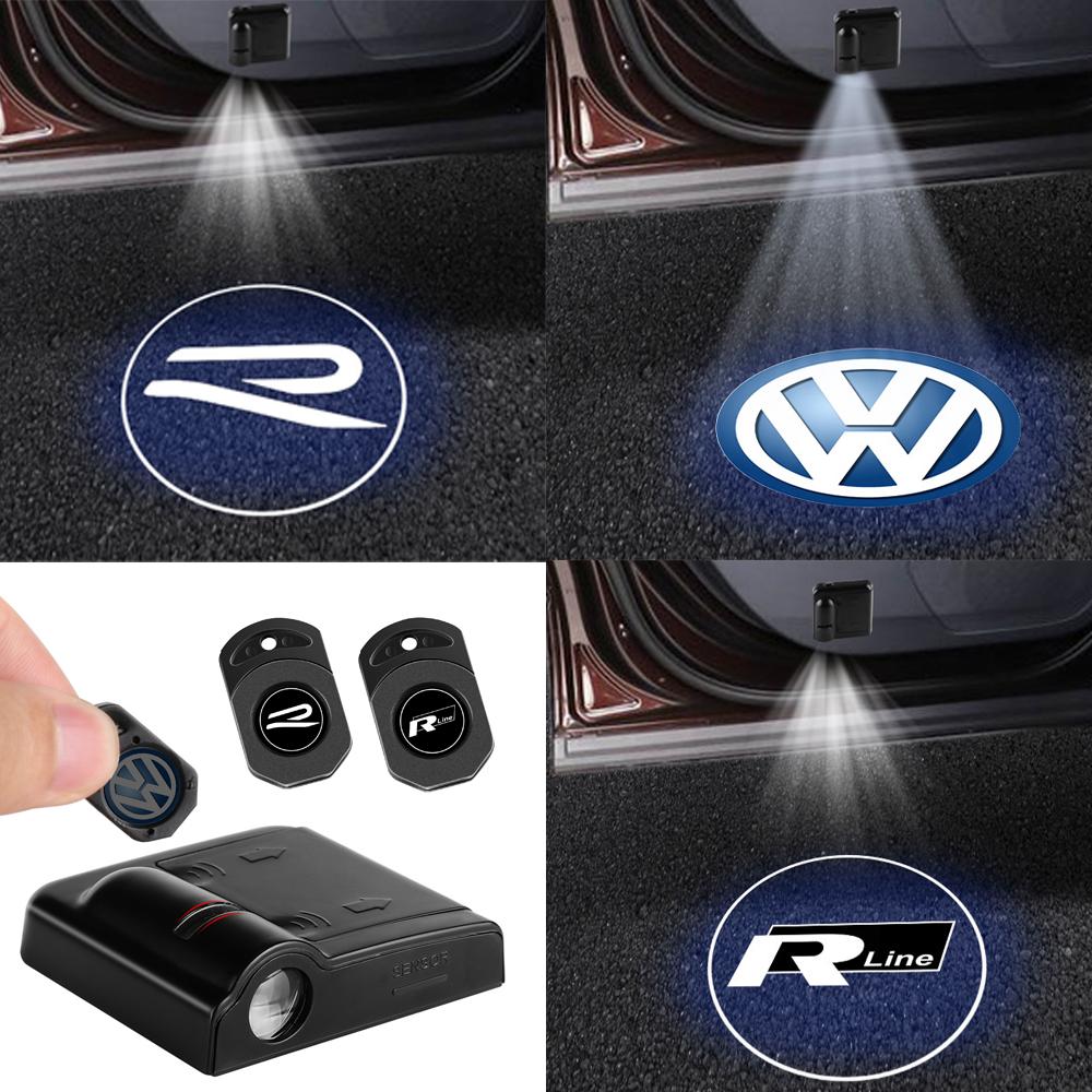 New 2026 1/2Pcs Car Courtesy Lamp Logo Car Door Projector Welcome Lights For Volkswagen VW GTI R Golf Polo Tiguan Passat Jetta Bora RlineKD2