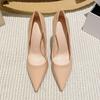 Женские туфли на высоком каблуке из лакированной кожи Новые 2024 Весна/осень Корейский стиль Универсальные Остроносые Профессиональная обувь Телесный цвет