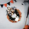 Halloween Ghost Wreath for Front Door Rustic Burlap Wreath with Plaid Bow for Farmhouse Porch Window Wall Decor