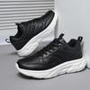 Men Leather Sneakers Spring Casual Black Platform Shoes Anti Slip Plus Size Sports Shoes