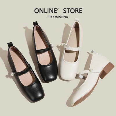 Туфли бабушки мягкая подошва весна и осень новые легкий вырез толстый каблук небольшая внутренняя высота 5 см одинарная обувь маленький размер 3233