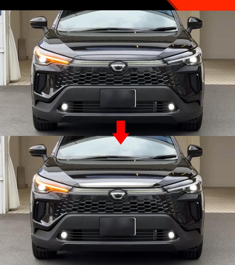 Декоративная хромированная полоса для капота Toyota Corolla CROSS (модель 25) от столкновений