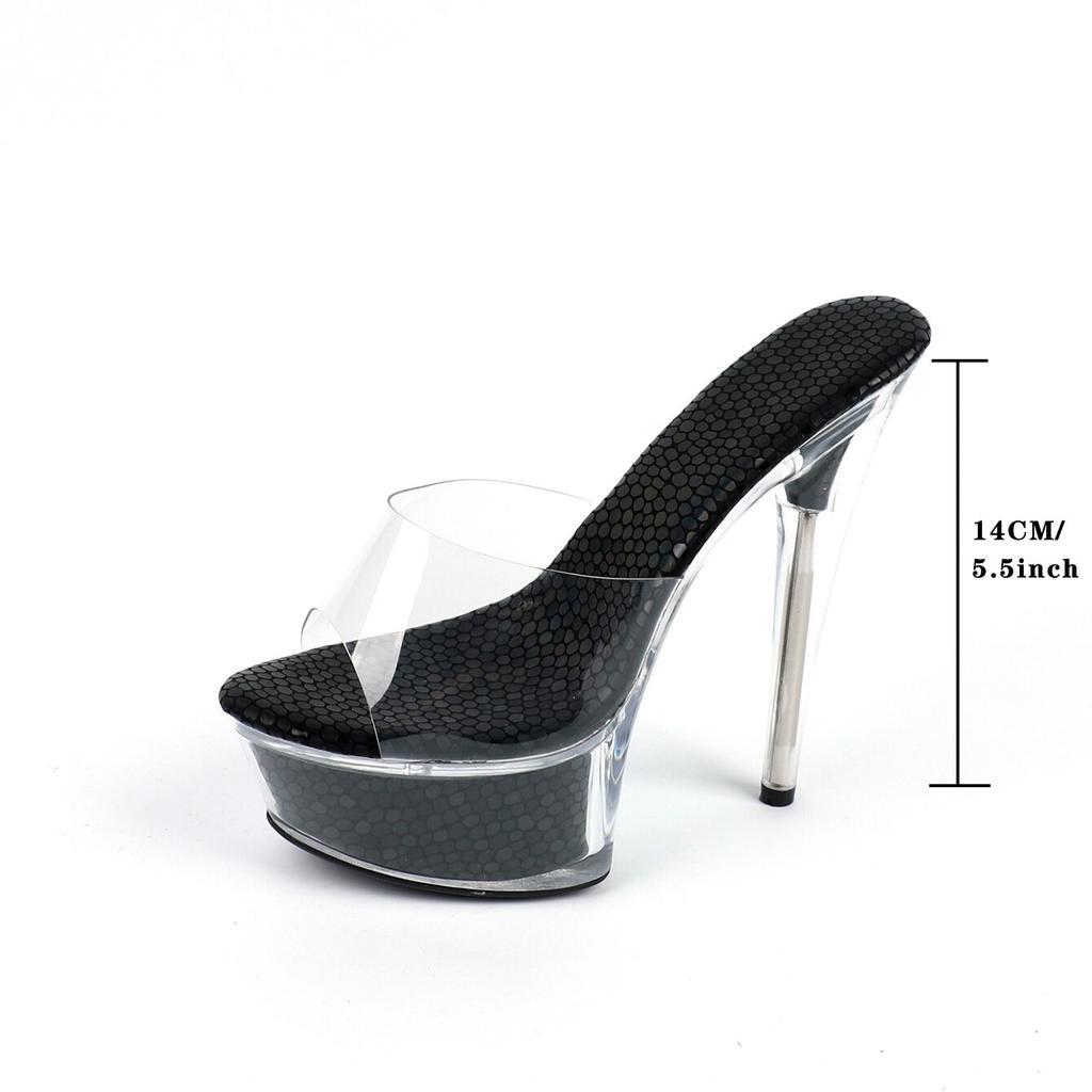 Women's Shoes Spring Clear Heels Sexy Sandals Slipper Girls Shoe for Party Club 14cm Heel 4cm Platform LFD-B3651