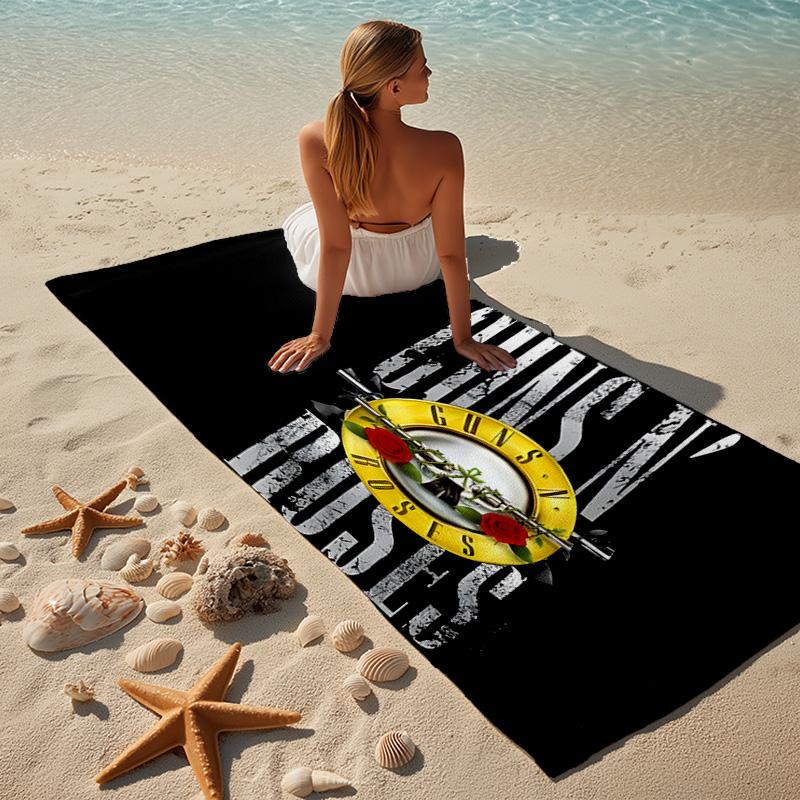 Gun Music Band Beach Towel Microfiber Beach Towel Super Soft & Absorbent for Bath, Beach, Travel Bath Time Accessory, Fan gifts