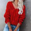 Winter Autumn V Pullovers Neck Sweaters Hollow Out Plus Size 4 Wool Colors Female Loose Knitted Jumper