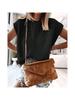 Women's Cap Sleeve Knit Pullover Crew Neck Lightweight Short Sleeve Summer Sweater