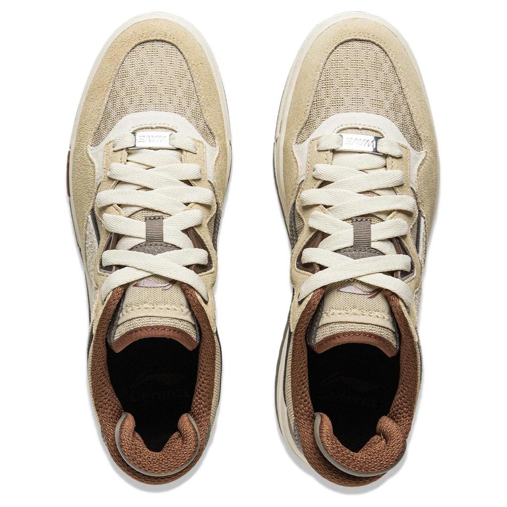 Li Ning Weiw Pro Trendy Versatile Durable Low-Top Skate Shoes Unisex Sneaker Khaki Palm-Brown Rice-Paper-White AECV007-4