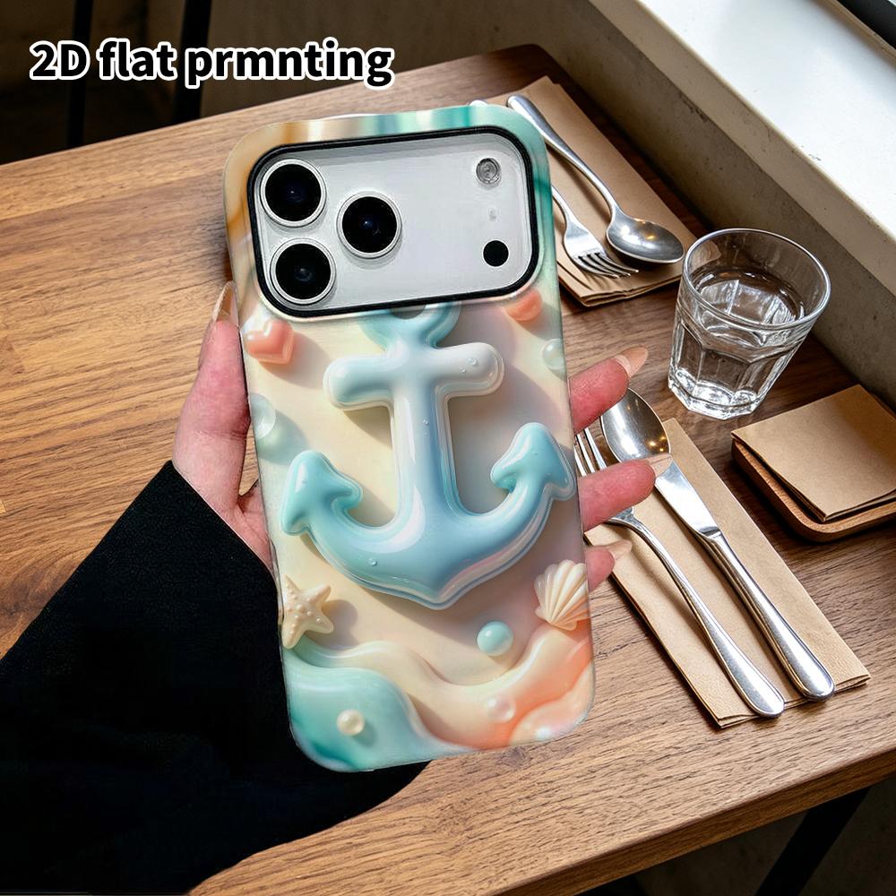 Чехол для телефона: Плоский 2D дизайн, подходящий для защитного чехла iPhone 18 17 16 15 14 13 Pro, морской якорь, идеальный рождественский и хэллоуинский подарок