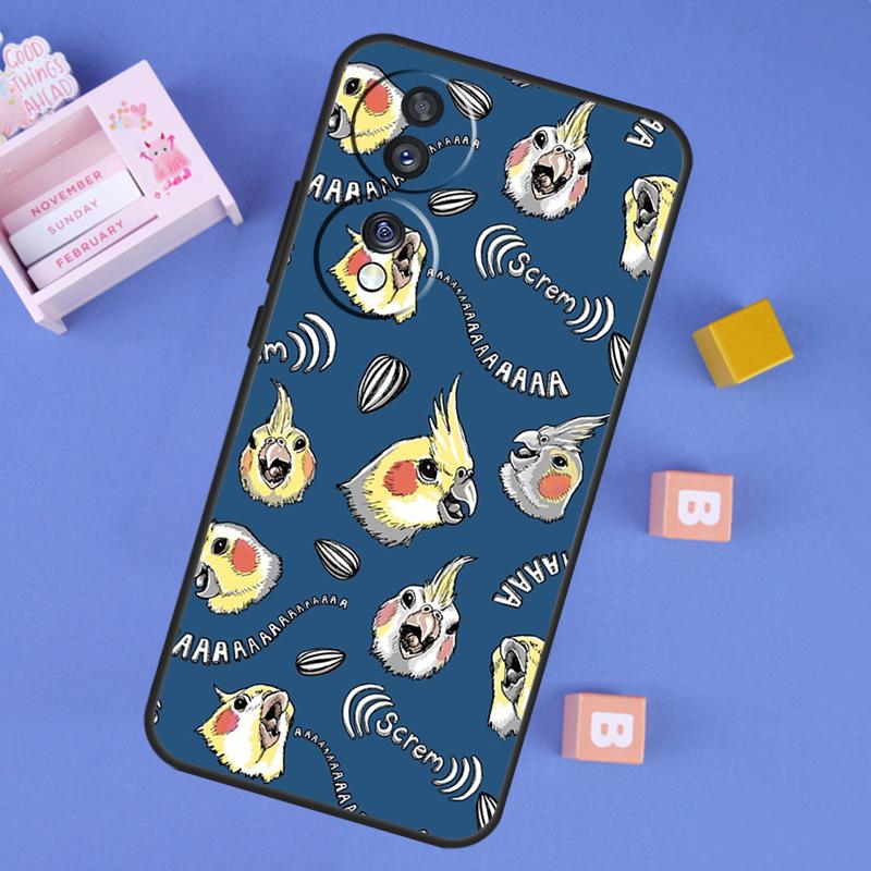 Cartoon Cockatiel Collage Case For Honor 200 400 Pro 50 70 90 Lite X9a X9b X9c X9d X8b X8c Win Magic 5 6 7 8 Pro Cover