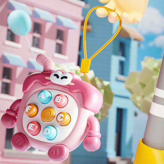 2-In-1 Mole Beating Whistle Toy Cartoon Dog Milk Tea Cup Push Button Handheld Game Machine Portable Travel Toddlers Educational Press Button Toy