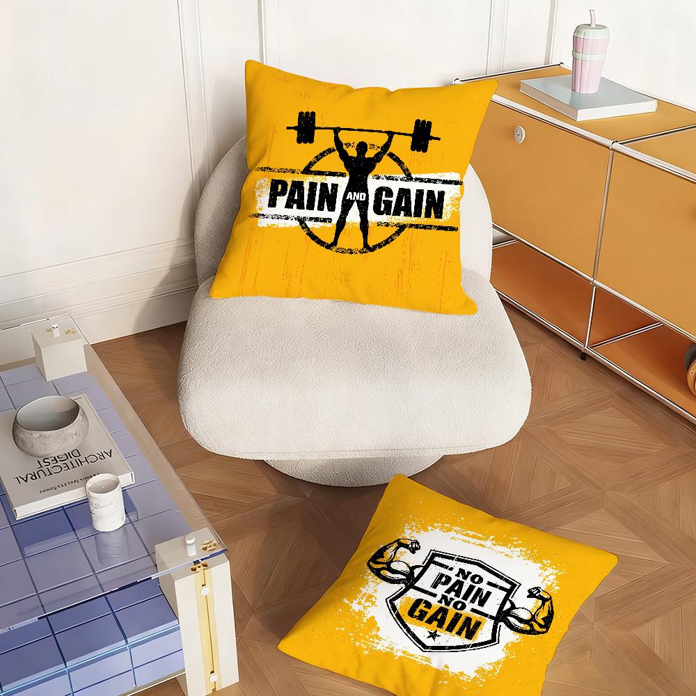 No Pain No Gain GYM Pillow Case Bedroom Sofa Living Room Backrest Decoration Square Cushion Nap Time