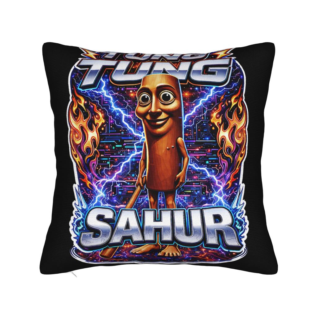 Tung Tung Tung Sahur Funny Meme Pillow Case  Graphic Pillow Cover For Wedding Party Home Decor Cute Funny Pillowcases