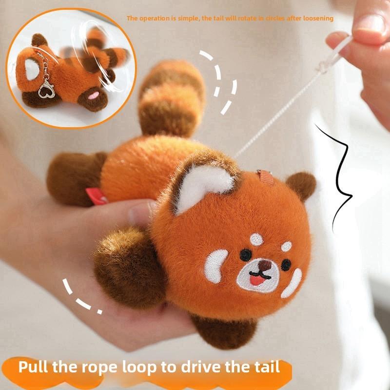 Плюшевый вращающийся брелок-панда, подвеска для рюкзака, подарок для пары, короткий плюшевый декор