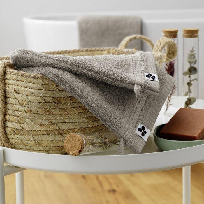 Lot de 2 gants de toilette "Garance" 15 x 21 cm / 100% Coton Bio / 600 gr/m² l'Effet Papillon - Garance Argile - Lot de 2 Gants de t