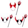 Devil Horn Headband & Devil Fork for Halloween Costume Hairhoop Party Props Headpiece Stage Props Dress Up Accessories