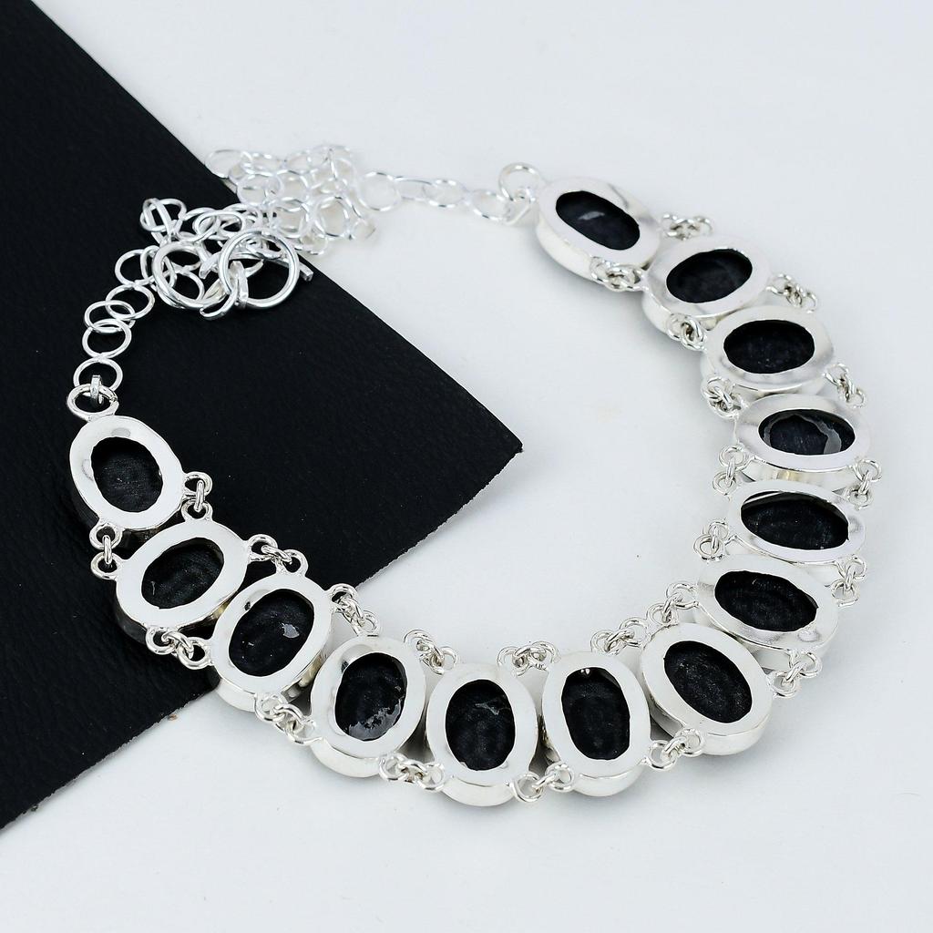 Натуральный черный оникс драгоценный камень ручной работы из стерлингового серебра 925 пробы, ожерелье с гальванопластикой, черный оникс серебро для жены, подвеска унисекс, праздничные наряды, подарки