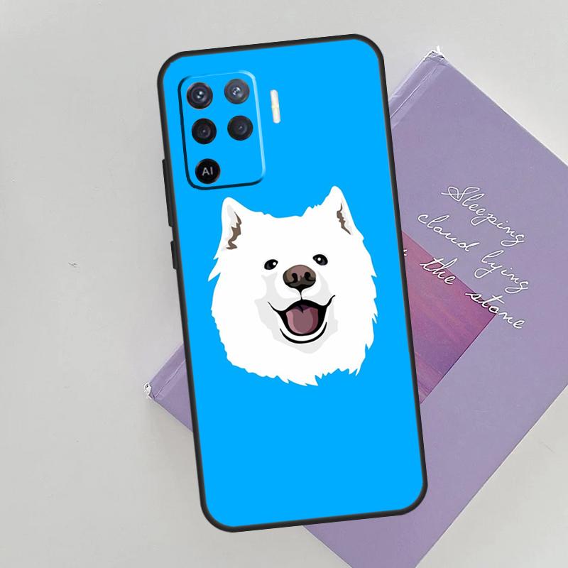 Cartoon Samoyed Dog Phone Case For Oppo A96 A76 A16 A74 A53 A54 A94 A15 A17 A52 A72 A57S A58 A78 A98 A79 Cover