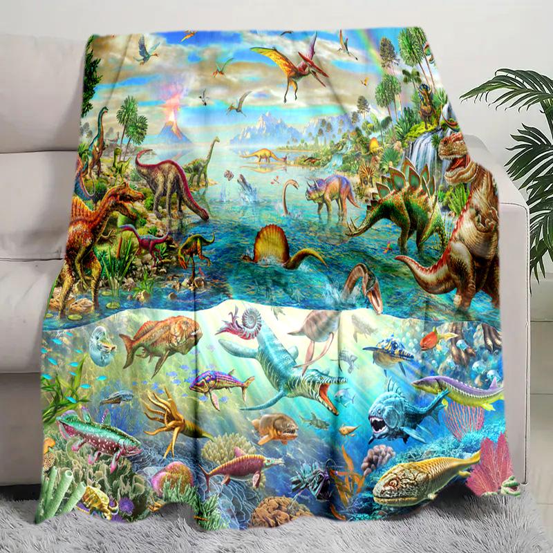 Dinosaur Adventure Blanket Perfect All Seasons Soft Comfortable Sofa Office Nap Travel Birthday Gift Christmas Present