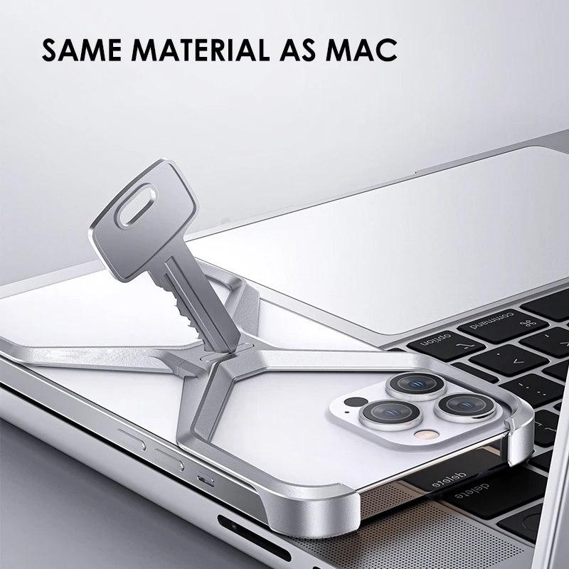 Чехол для телефона без оправы из алюминиевого сплава X-типа для iPhone 14 15 Pro Max, металлический рассеиватель тепла, съемная броня, противоударный чехол, чехол