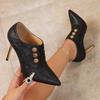 Модная металлическая пряжка, туфли-лодочки на шпильке, новинка осени, заостренный носок, глубокий вырез, слипоны, противоскользящие, износостойкие, высокие каблуки